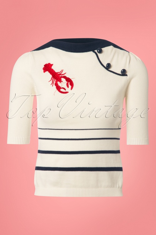 Collectif Clothing - 50s Armanda Lobster Jumper in Ivory 2