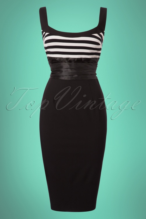 Glamour Bunny - 50s Didi Pencil Dress in Black and White 2