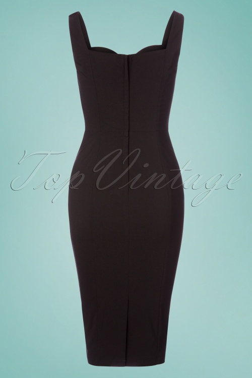Collectif Clothing - 50s Anita Pencil Dress in Black 5