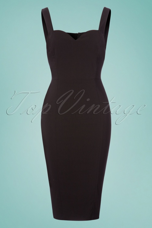 Collectif Clothing - 50s Anita Pencil Dress in Black 2