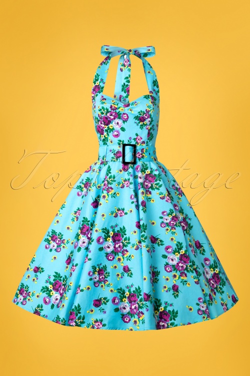 Bunny - May Day Halfter-Swing-Kleid in Sky Blue 3