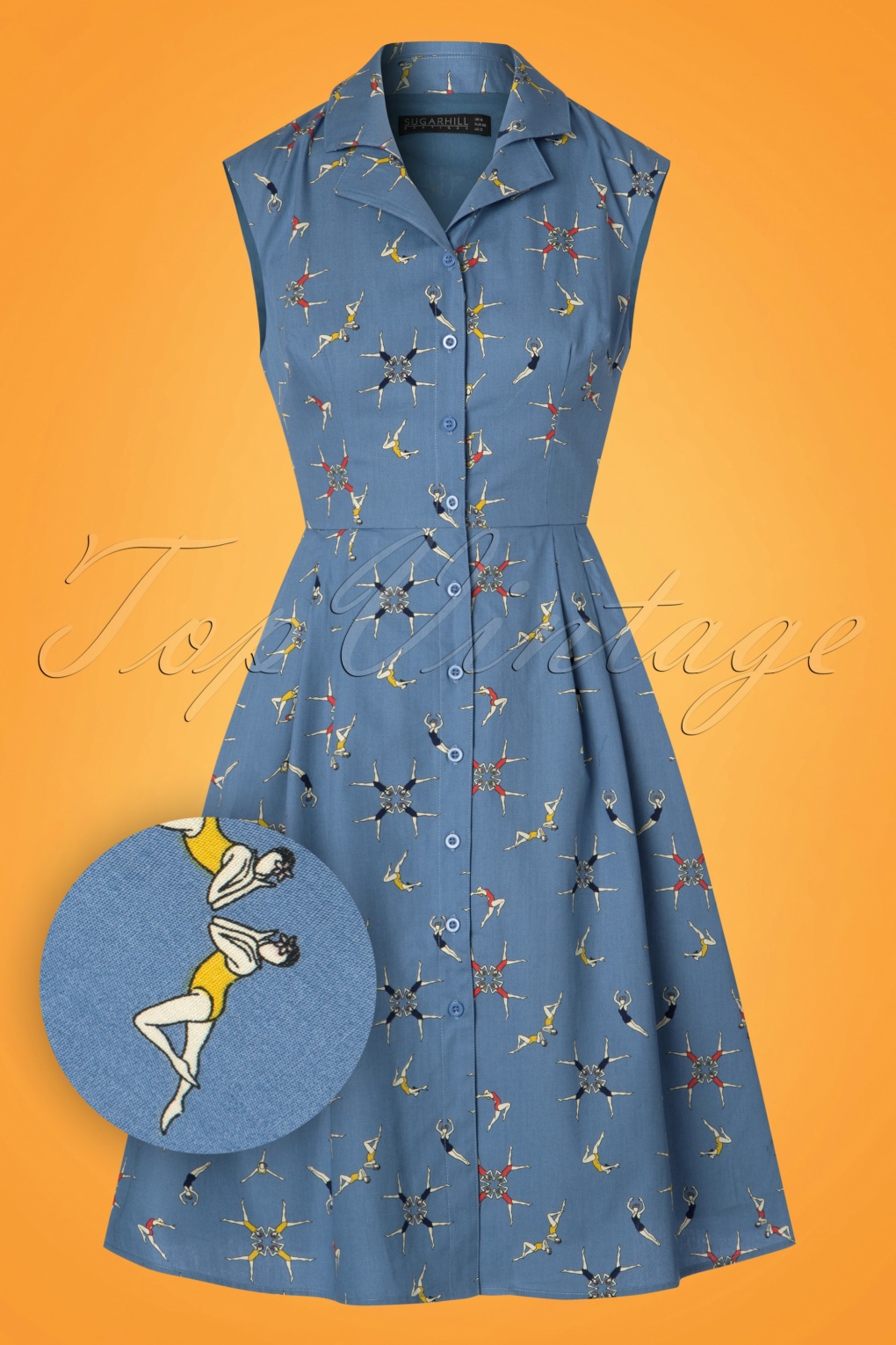 50s Adora Swimmers Shirt  Dress  in Blue