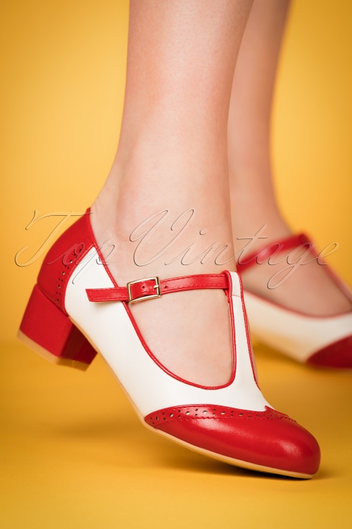 red and white pumps