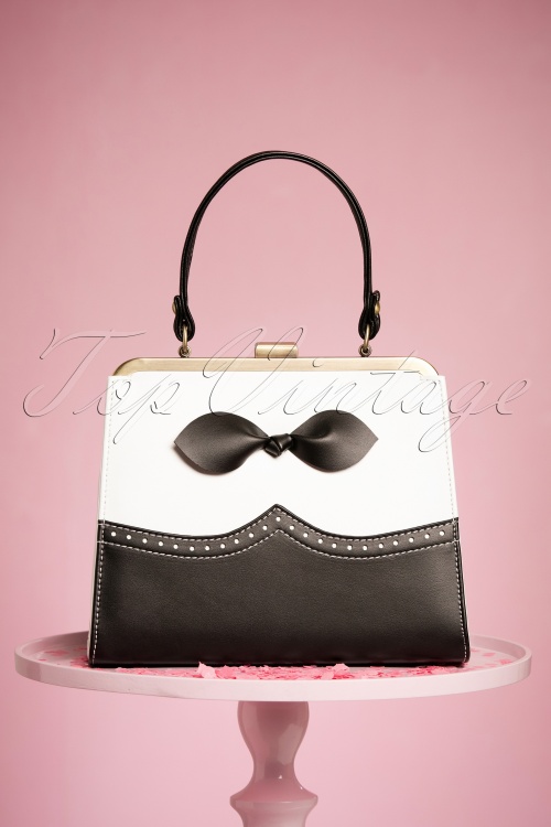  - Rachel Classy Handbag Années 50 en Noir et Blanc
