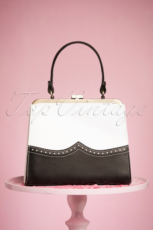  - 50s Rachel Classy Handbag in Black and White 4