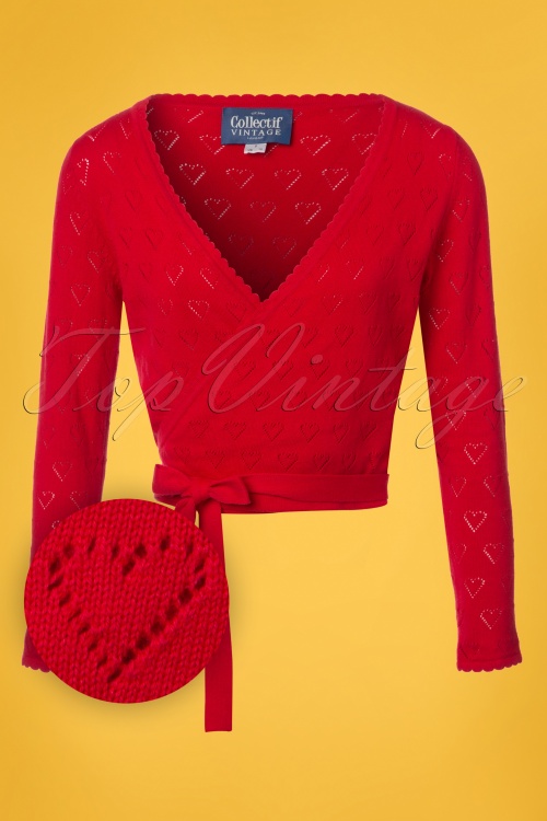 Collectif Clothing - Darcy Wrap Cardigan in Rot 2