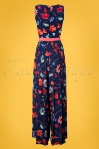 Miss Candyfloss - 50s Delia Lee Floral Jumpsuit in Navy 3