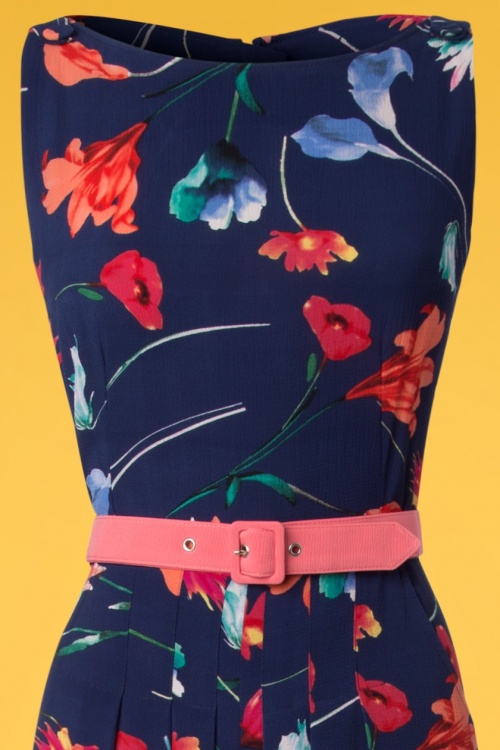 Miss Candyfloss - 50s Delia Lee Floral Jumpsuit in Navy 2