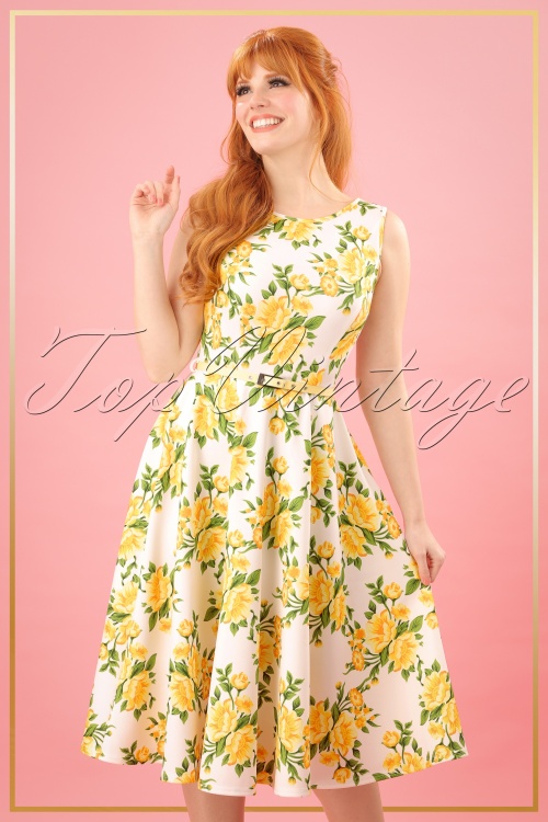 white dress with yellow flowers