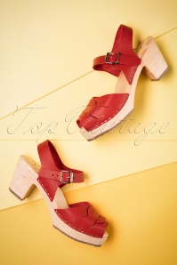 Lotta from Stockholm - 60s Loretta Leather Clogs in Red 4