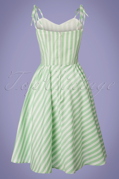 Banned Retro - 50s Candy Stripe Strappy Sundress in Green 3