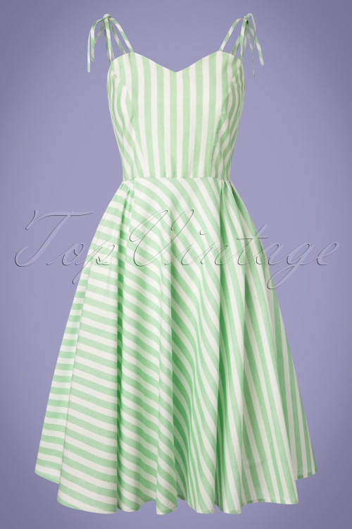 Banned Retro - 50s Candy Stripe Strappy Sundress in Green 2