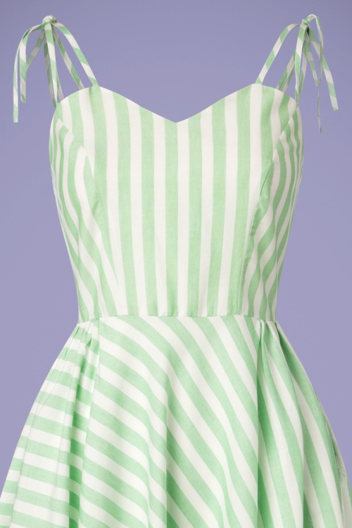 Banned Retro - Candy Stripe Riemchen-Sommerkleid in Grün 4