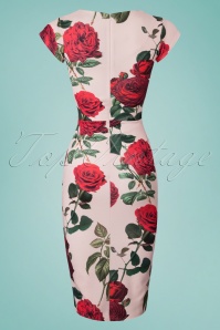 Vintage Chic for Topvintage - Celena Roses Pencil Dress Années 50 en Rose Clair 4