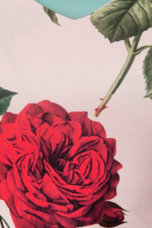 Vintage Chic for Topvintage - Celena Roses Pencil Dress Années 50 en Rose Clair 3