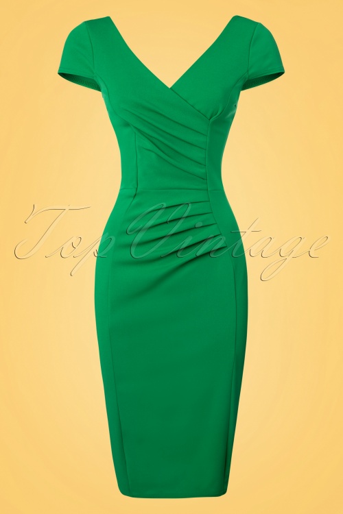 Vintage Chic for Topvintage - Brenda Pencil Dress Années 50 en Vert Printemps 2