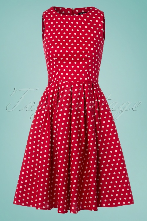 Dolly and Dotty - 50s Lola Polkadot Swing Dress in Red and White 2