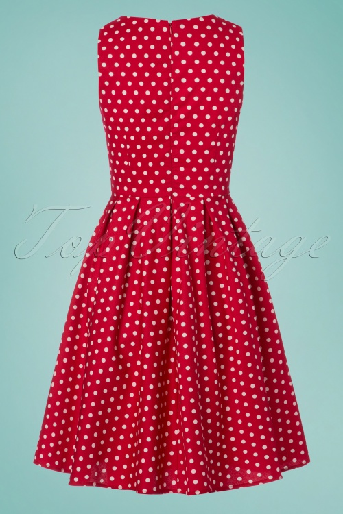 Dolly and Dotty - 50s Lola Polkadot Swing Dress in Red and White 6