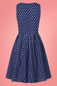 Dolly and Dotty - 50s Lola Polkadot Swing Dress in Navy and White 6