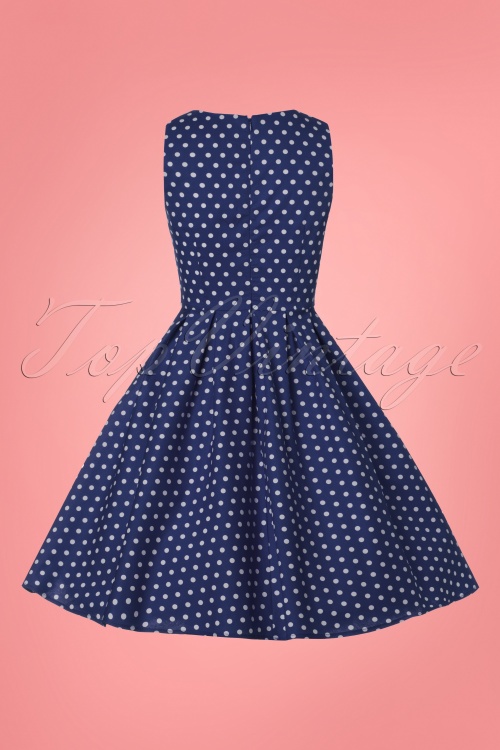 Dolly and Dotty - 50s Lola Polkadot Swing Dress in Navy and White 7