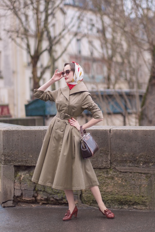 Miss Candyfloss - 50s Antonella Swing Trench Coat in Sand