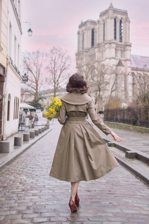 Miss Candyfloss - 50s Antonella Swing Trench Coat in Sand 2