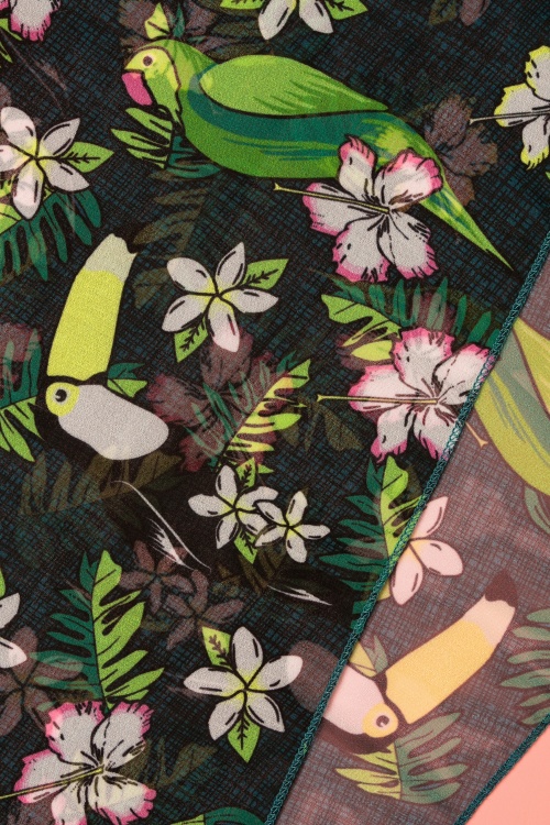 Collectif Clothing - 50s Tropical Bird Bandana in Green 2