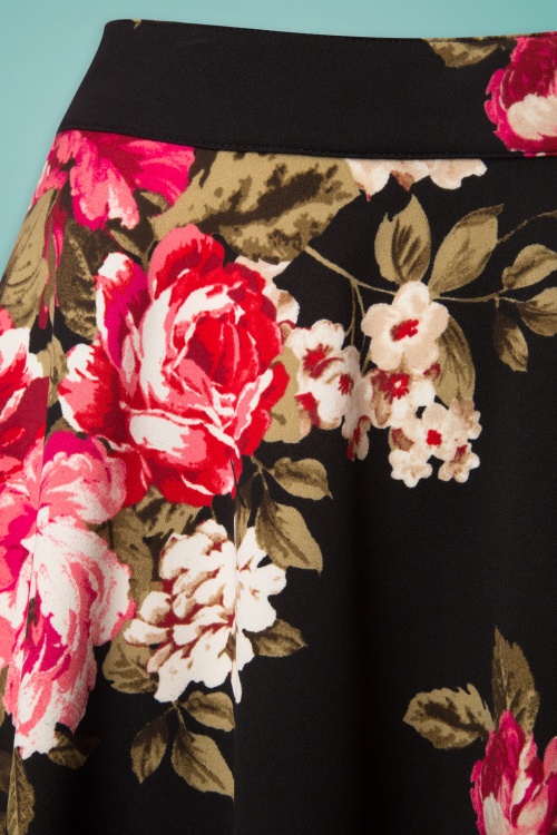 Steady Clothing - Flora Floral Thrills Skirt Années 50 en Noir 4