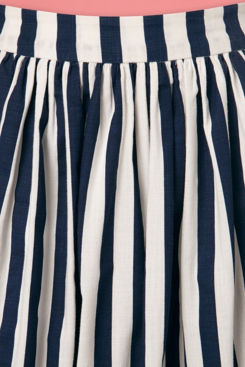 Collectif Clothing - Jasmijn gestreepte swingrok in marineblauw en wit 4