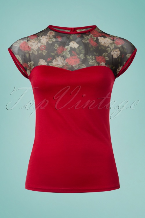Steady Clothing - Miss Fancy Roses-top in rood