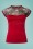 50s Miss Fancy Roses Top in Red