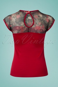 Steady Clothing - Miss Fancy Roses Top Années 50 en Rouge 2