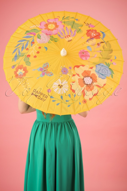  - 50s Garden Party Parasol in Yellow  3