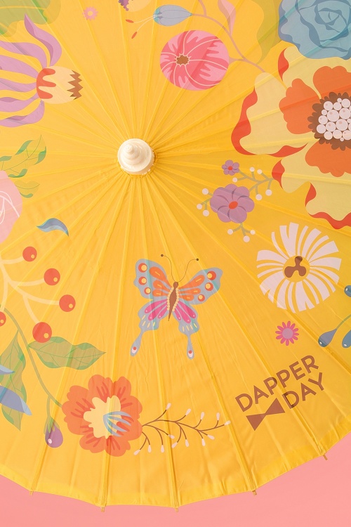  - 50s Garden Party Parasol in Yellow  4