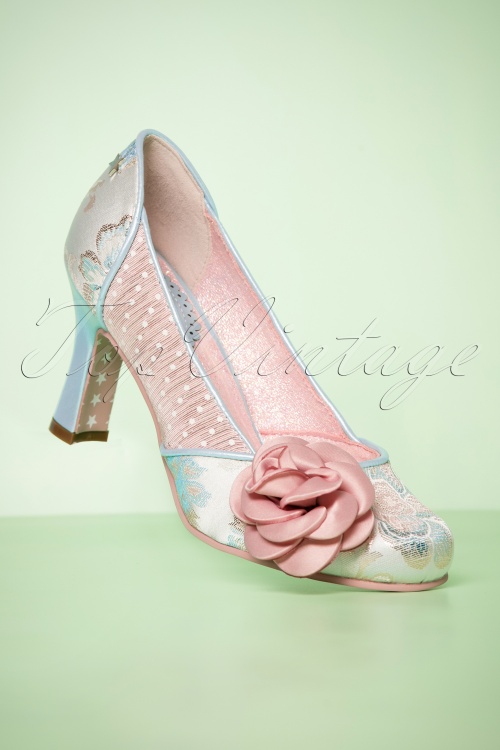 Joe Browns Couture - 50s Isabella Floral Pumps in Pink and Blue 3