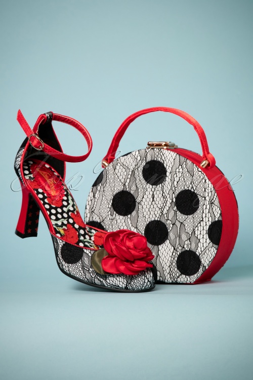 Joe Browns Couture - Cordelia Floral Lace Handbag Années 50 en Noir et Blanc 6