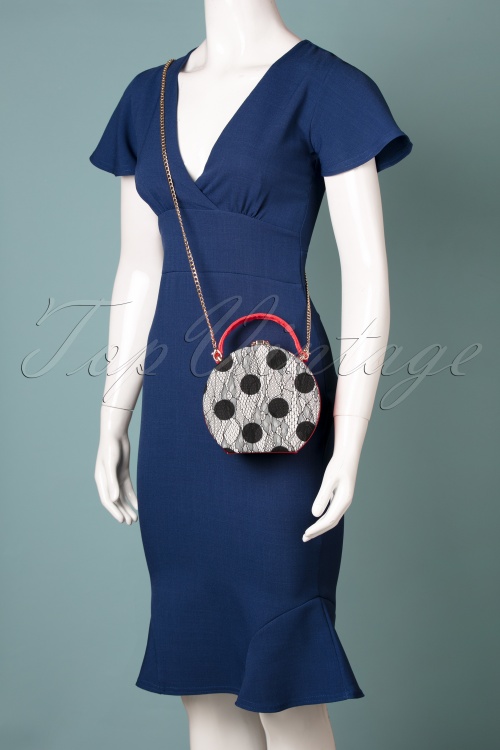 Joe Browns Couture - Cordelia Floral Lace Handbag Années 50 en Noir et Blanc 5