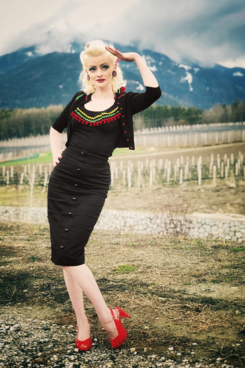 Collectif Clothing - 50s Bettina Pencil Skirt in Black 5