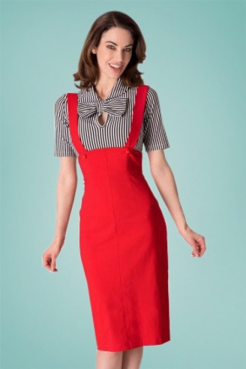Tatyana - 50s Jumper Pencil Skirt in Red 2