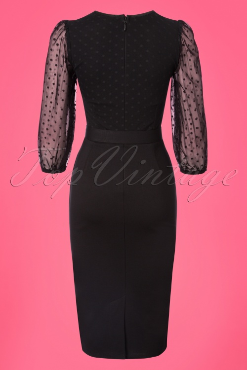 Vixen by Micheline Pitt - 30s Frenchie Pencil Dress in Black 6