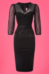Vixen by Micheline Pitt - 30s Frenchie Pencil Dress in Black 3
