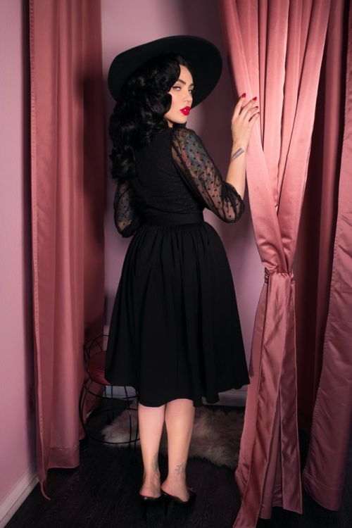 Vixen by Micheline Pitt - 30s Frenchie Swing Dress in Black 3