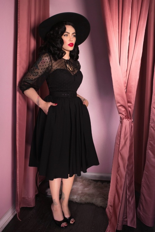 Vixen by Micheline Pitt - 30s Frenchie Swing Dress in Black 2