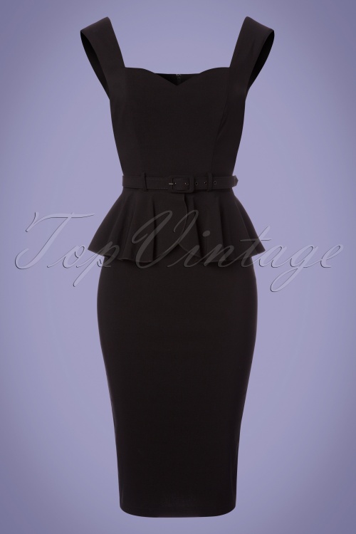 Collectif Clothing - Mae Pencil Dress Années 50 en Noir 2