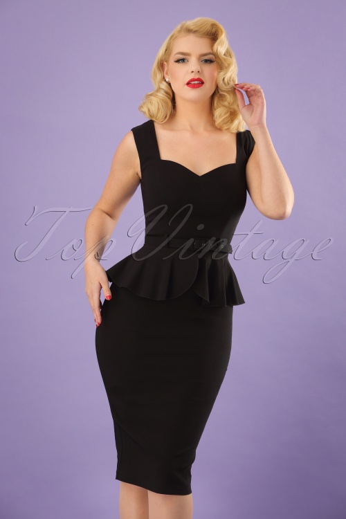 Collectif Clothing - 50s Mae Pencil Dress in Black