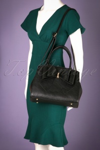 La Parisienne - 50s The Big Bow Handbag in Black 6