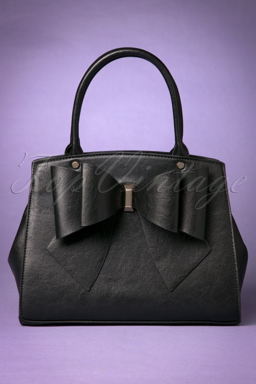 La Parisienne - 50s The Big Bow Handbag in Black