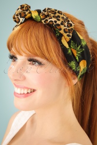 Be Bop a Hairbands - 50s Pineapple and Leopard Hair Scarf in Black