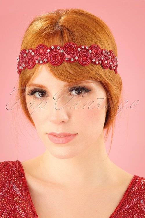 GatsbyLady - Eliza verfraaide hoofdband in rood