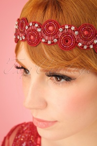 GatsbyLady - Eliza Embellished Headband Années 20 en Rouge 2